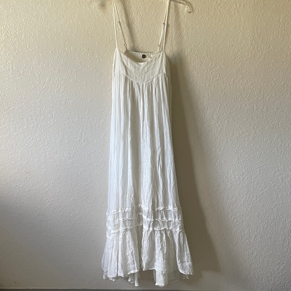 FREE PEOPLE FP ONE Sz L SANTORINI GAUZE MIDI MAXI TIERED POCKETS - Picture 1 of 7